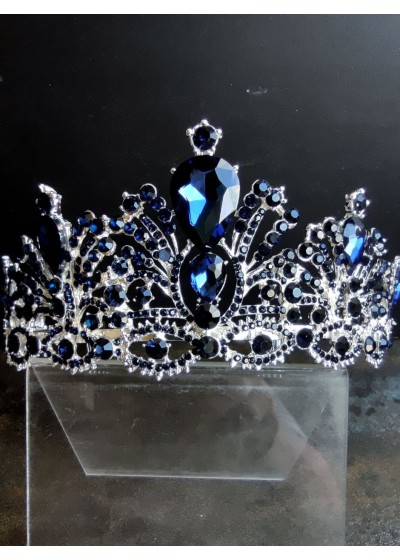 Елегантна корона за коса с белгийски кристали в кралско синьо- Sapphire Dreams